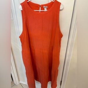 Ava & Viv Cotton Textured Orange Coral Cotton Sleeveless PreOwned Dress Size 3X